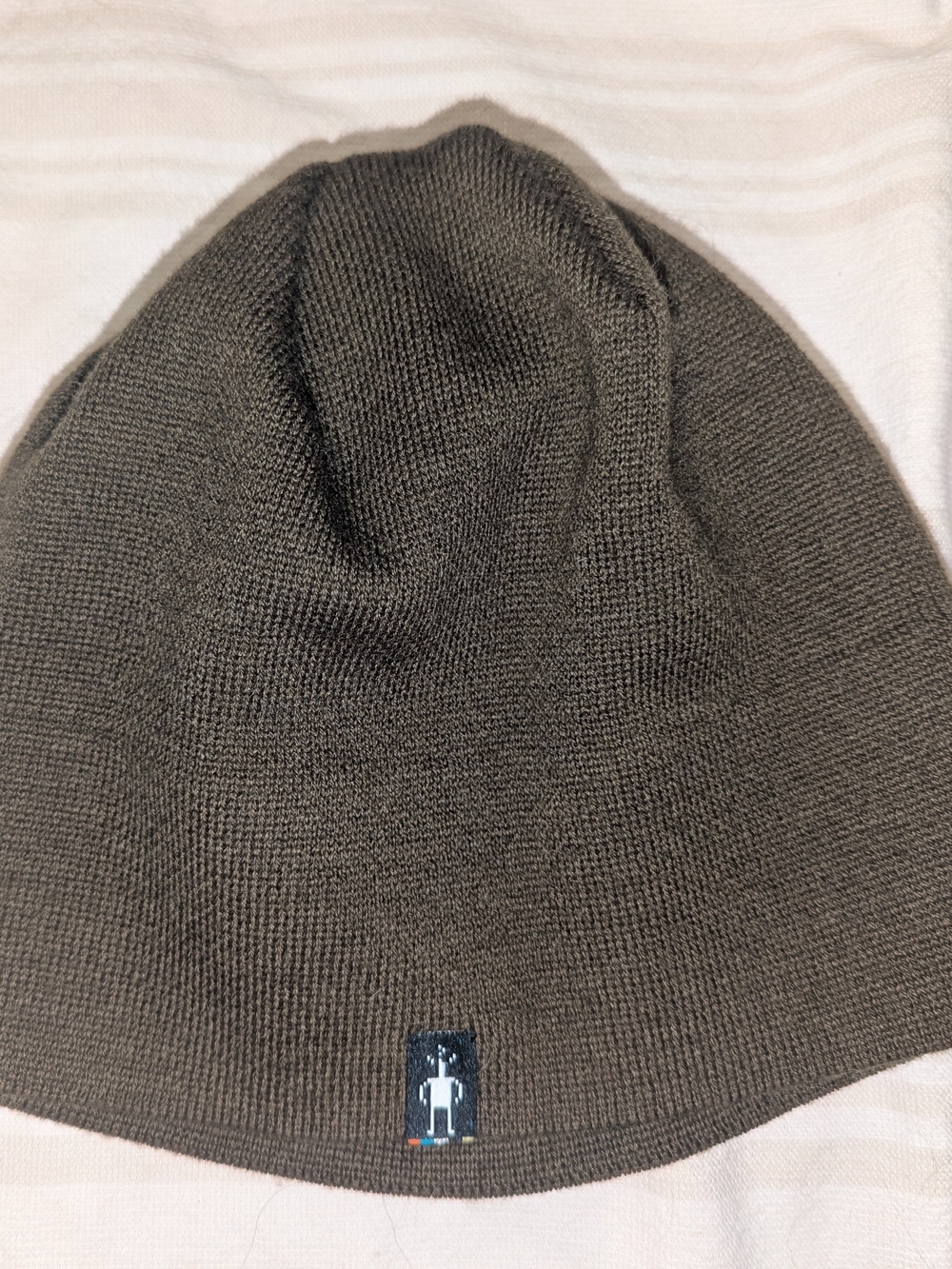 Smartwool Olive Brown Rib Knit Beanie with Logo Tag